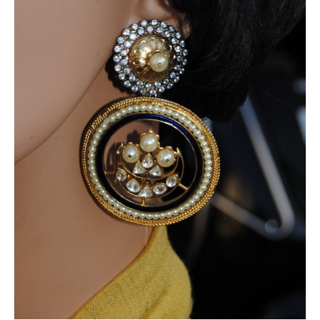 Chand Pearl Polki Diamond Dangler Earrings